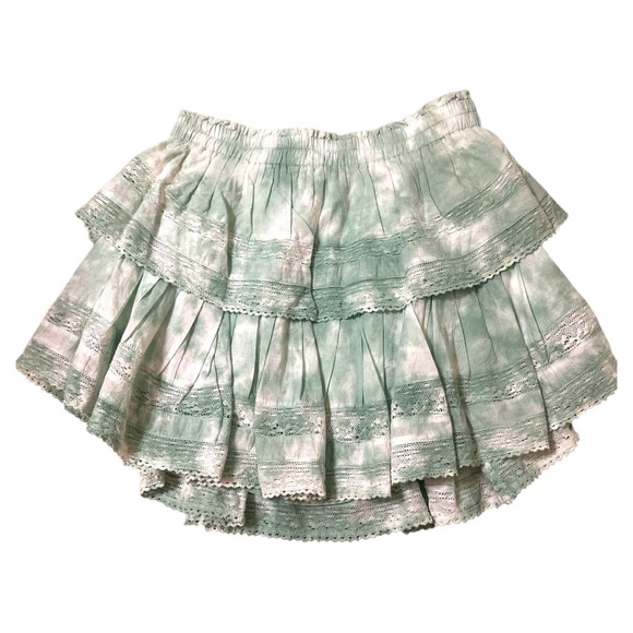 Love Shack Fancy Mint Green Ruffle Mini Skirt Size XS - Picture 4 of 12